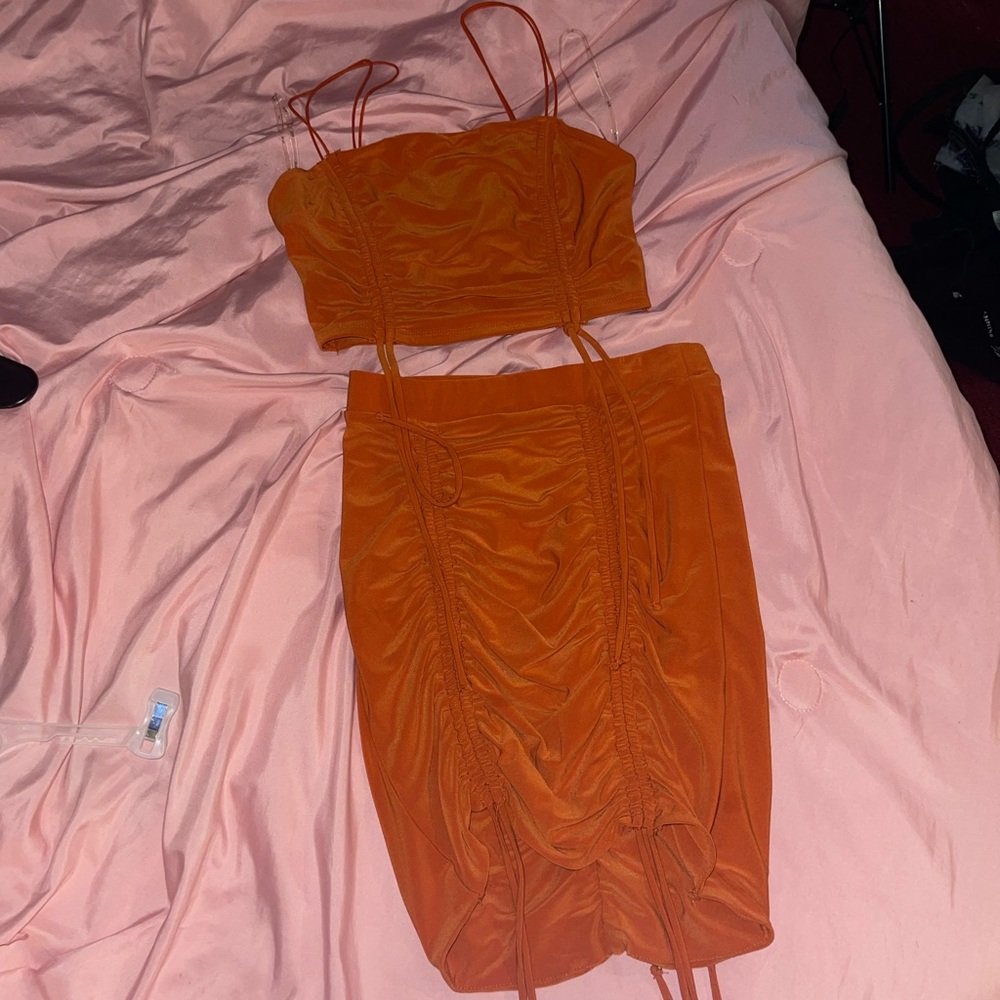 Two piece crop top skirt set